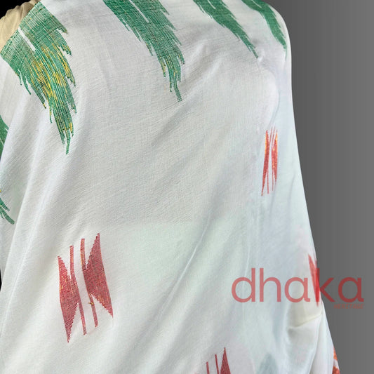 White Laliguransh Dhaka Saree