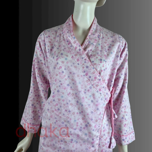 गुलाबी Full Dhaka Kimono Set