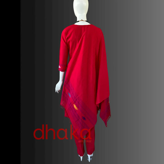 Red Dhaka Kurtha