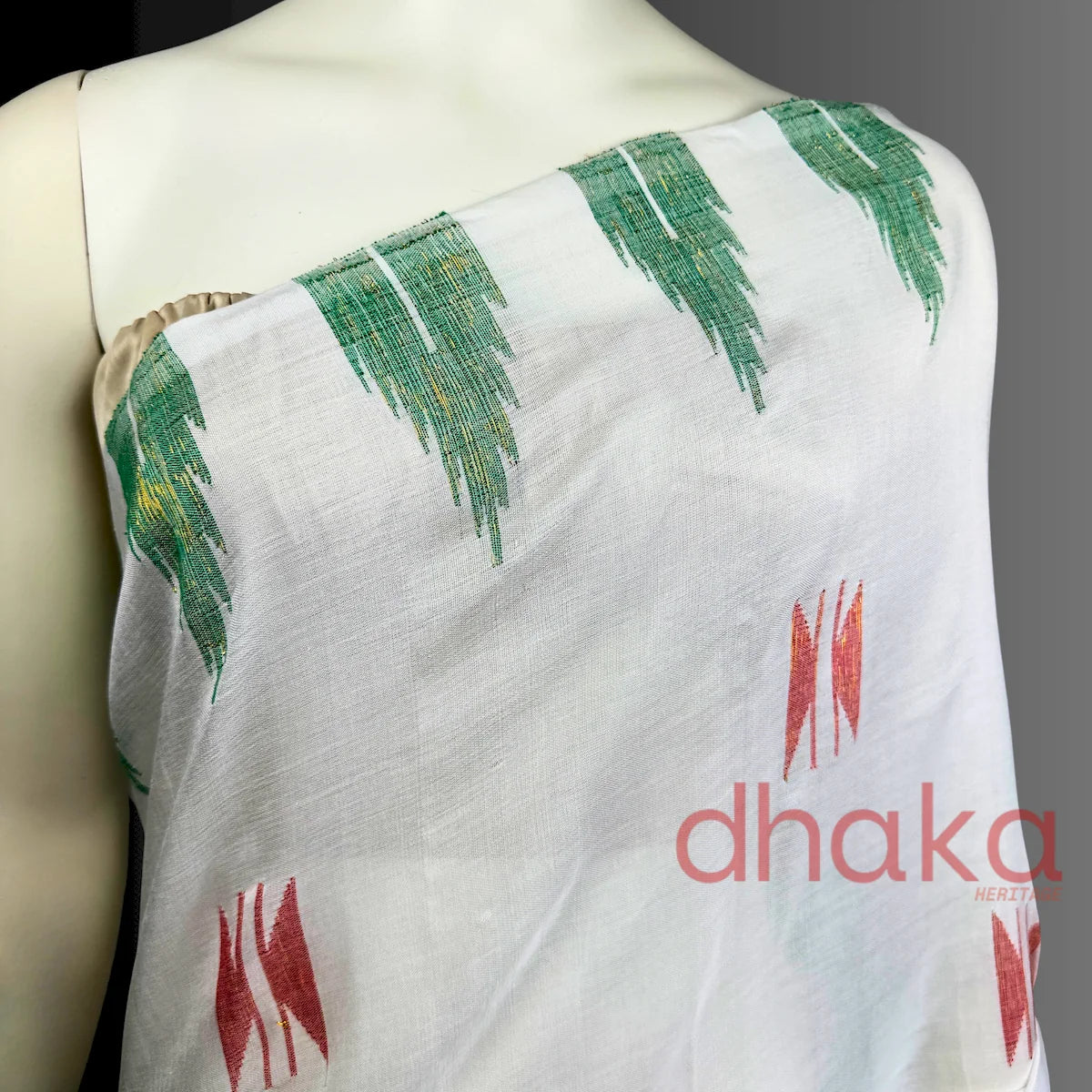 White Laliguransh Dhaka Saree