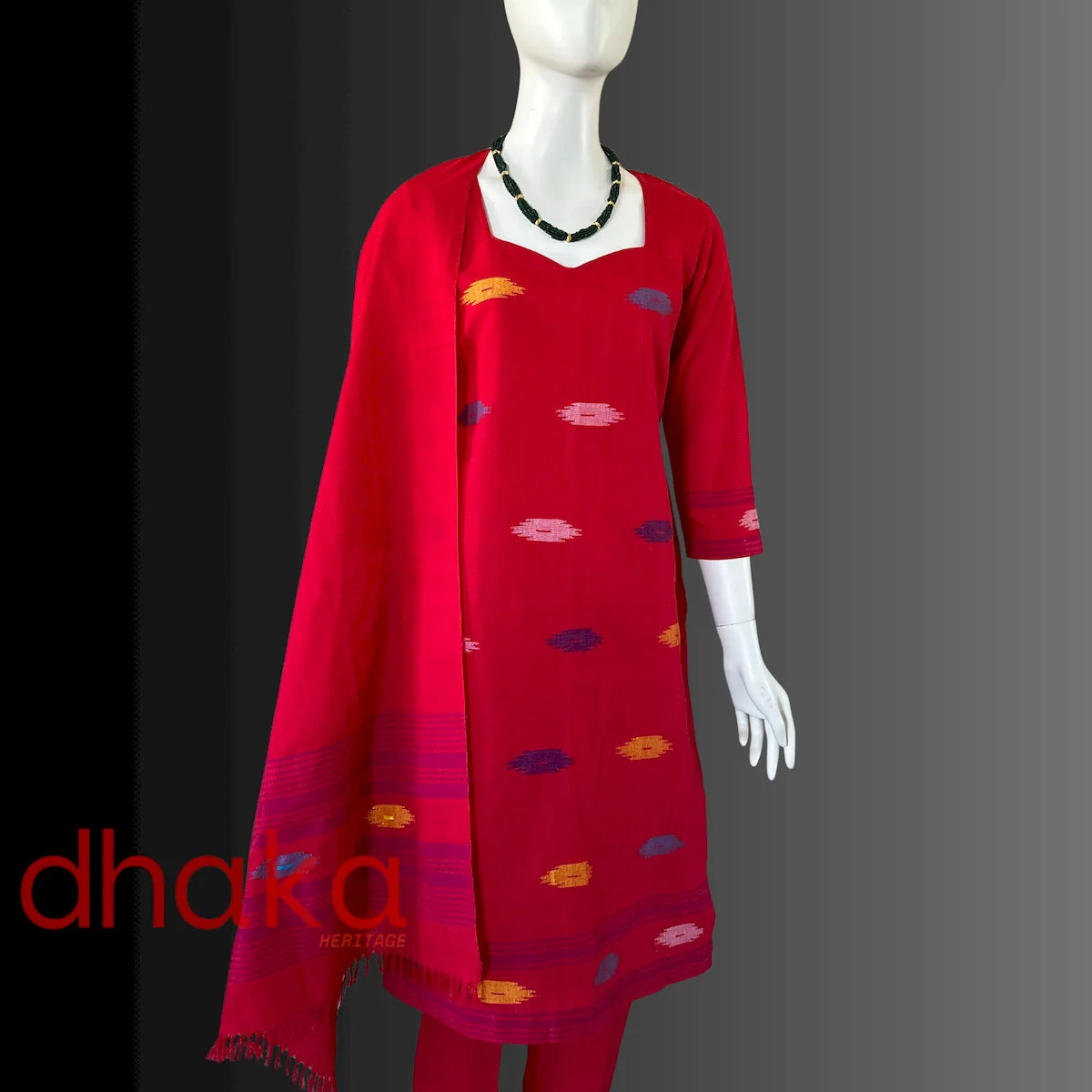 Red Dhaka Kurtha
