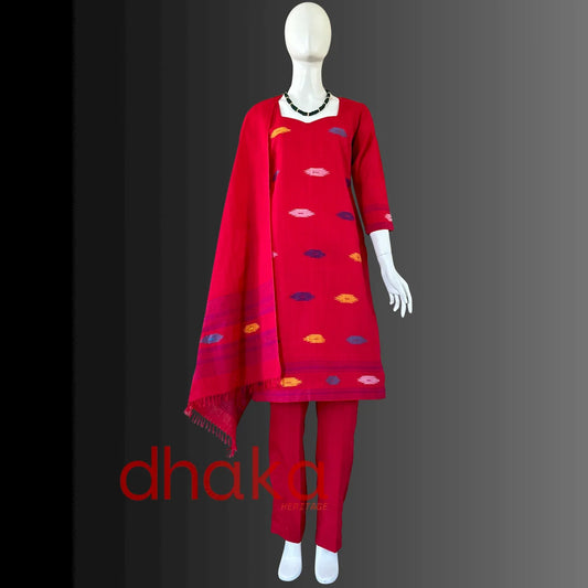 Red Dhaka Kurtha