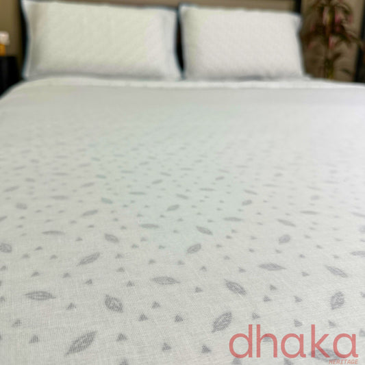 Whispers of Grey: Handwoven Dhaka Blanket Set