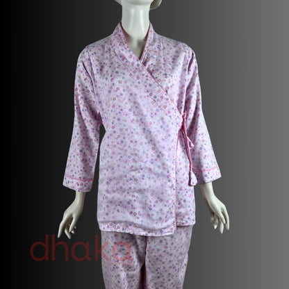गुलाबी Full Dhaka Kimono Set