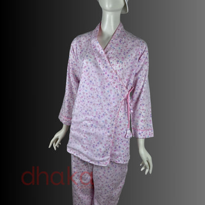 गुलाबी Full Dhaka Kimono Set